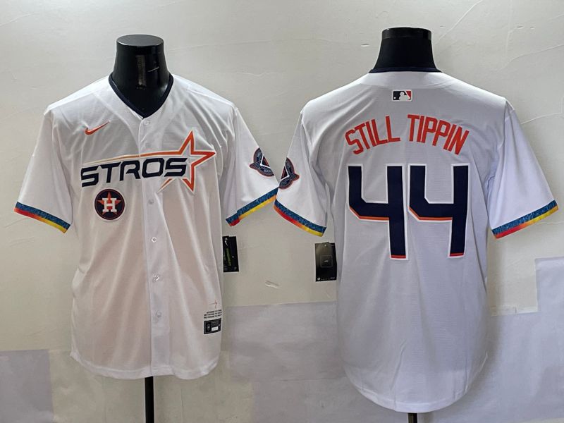 Men Houston Astros 44 Still Tippin White Four generations Joint Name 2025 Nike MLB Jersey style 34